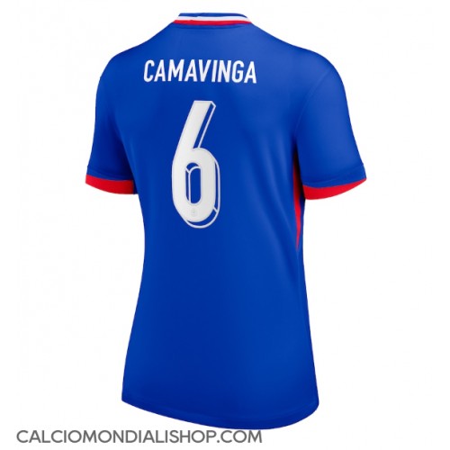 Maglie da calcio Francia Eduardo Camavinga #6 Prima Maglia Femminile Europei 2024 Manica Corta